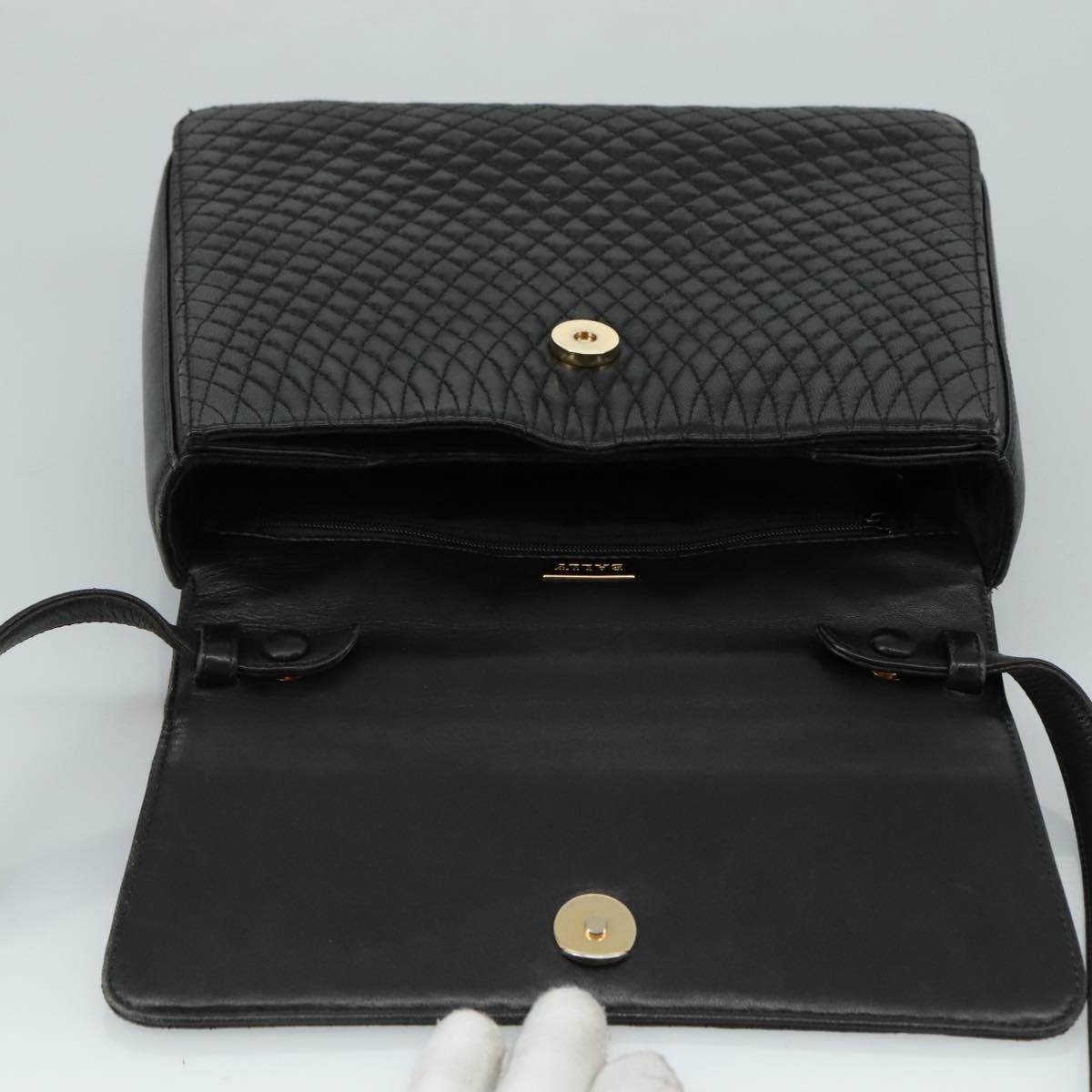 Bally Vintage Flap Handbag Quilted Leather, BLACK, LEATHER, Handbag