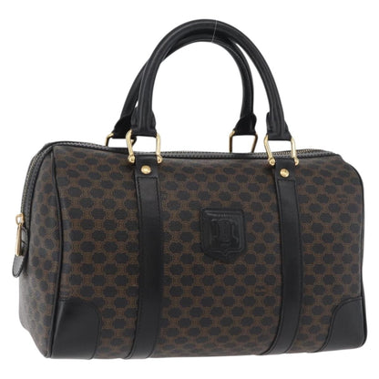 Celine Vintage Duffle Bag Macadam Coated Canvas, Black, Canvas, Handbag