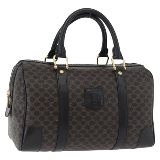 Celine Vintage Duffle Bag Macadam Coated Canvas, Black, Canvas, Handbag