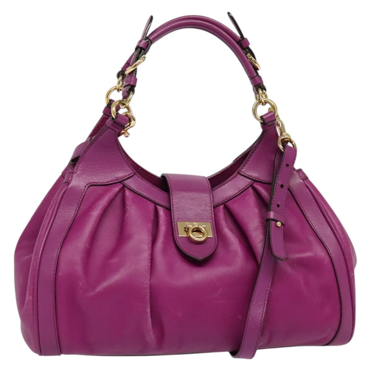 Salvatore Ferragamo Annabell Tote Leather, PURPLE, LEATHER, Handbag