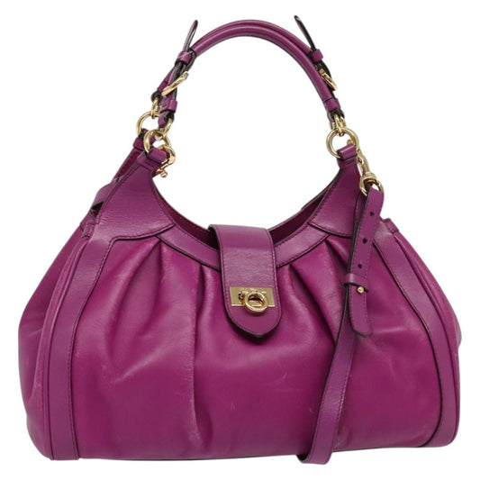 Salvatore Ferragamo Annabell Tote Leather, PURPLE, LEATHER, Handbag