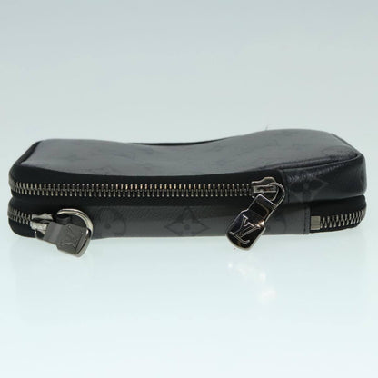 Louis Vuitton Double Phone Pouch Reverse Monogram Eclipse Canvas, GRAY, CANVAS, Tech accessory