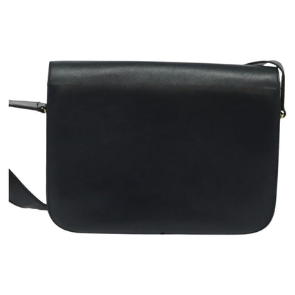 Celine Flap Shoulder Bag Leather, NAVY, LEATHER, Shoulder bag
