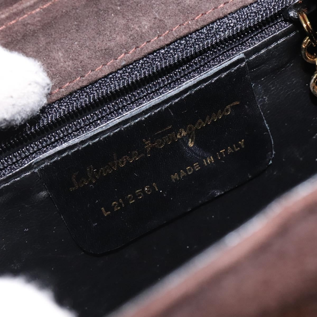 Salvatore Ferragamo Vintage Flap Chain Shoulder Bag Leather, BROWN, SUEDE, Shoulder bag