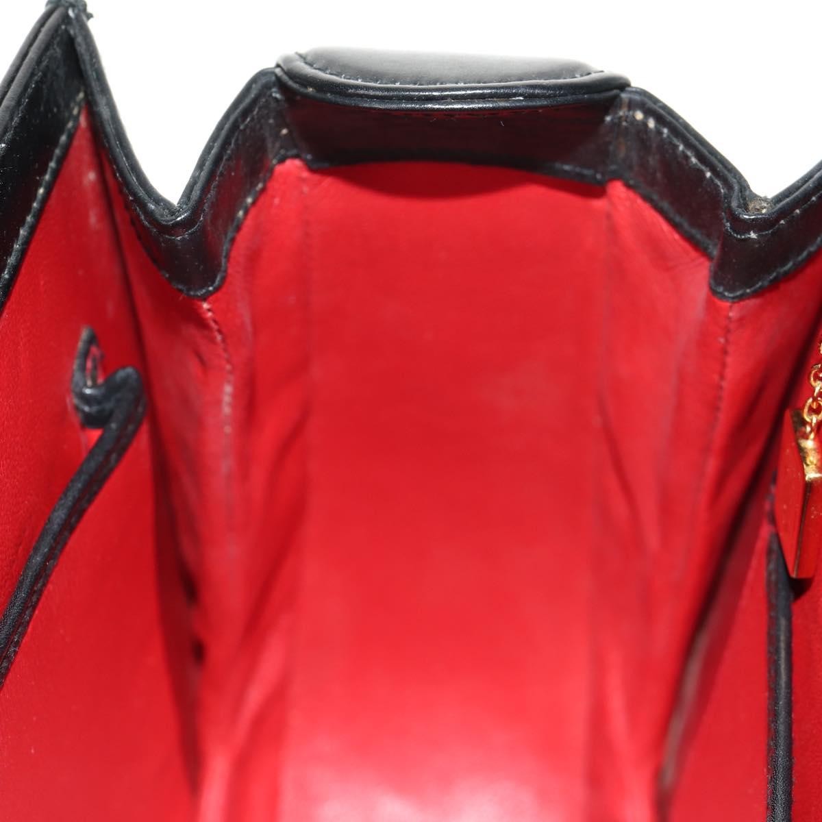 Gucci Vintage Convertible Bamboo Top Handle Bag Leather, BLACK, LEATHER, Handbag