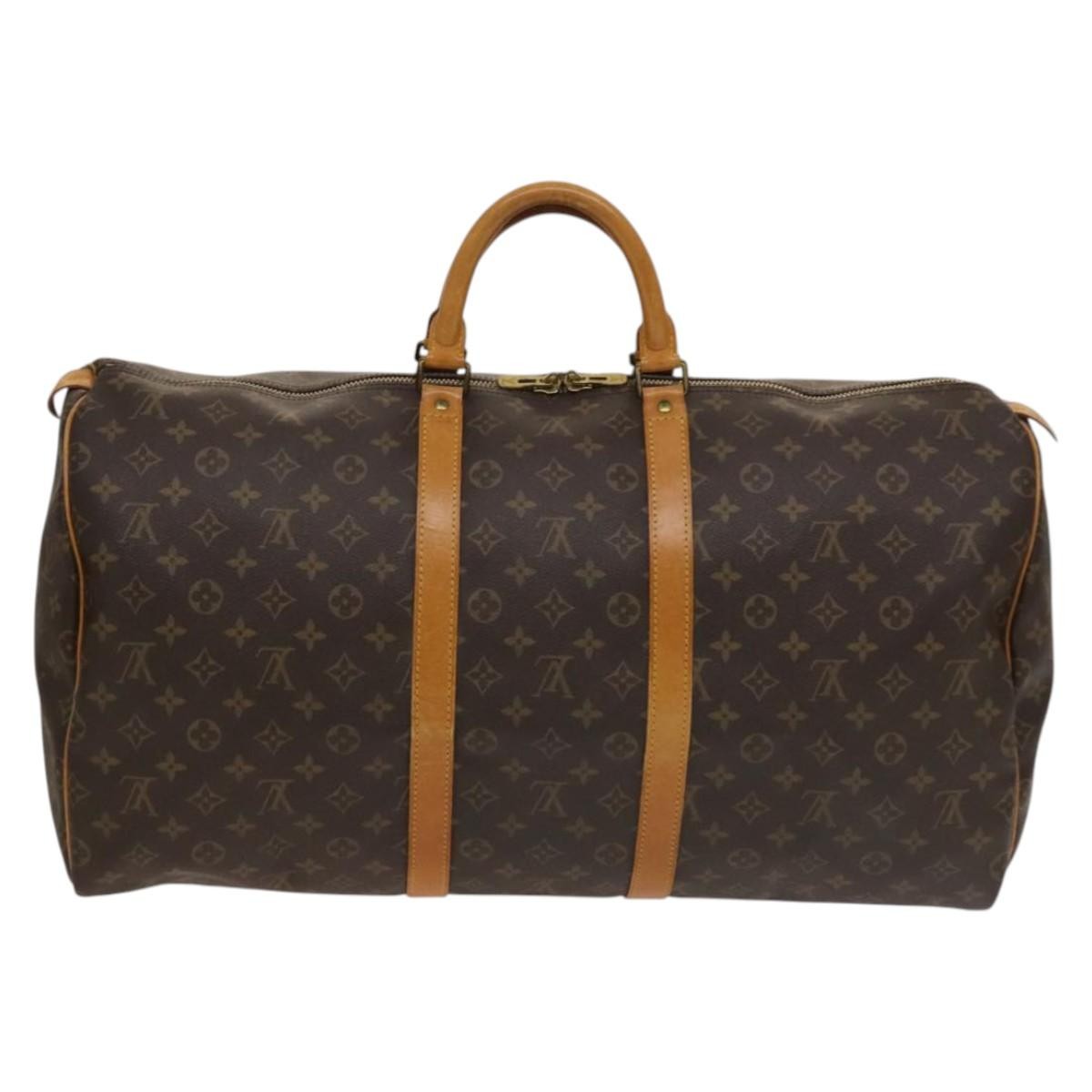 Louis Vuitton Keepall Bag Monogram Canvas, BROWN, CANVAS, Travel bag