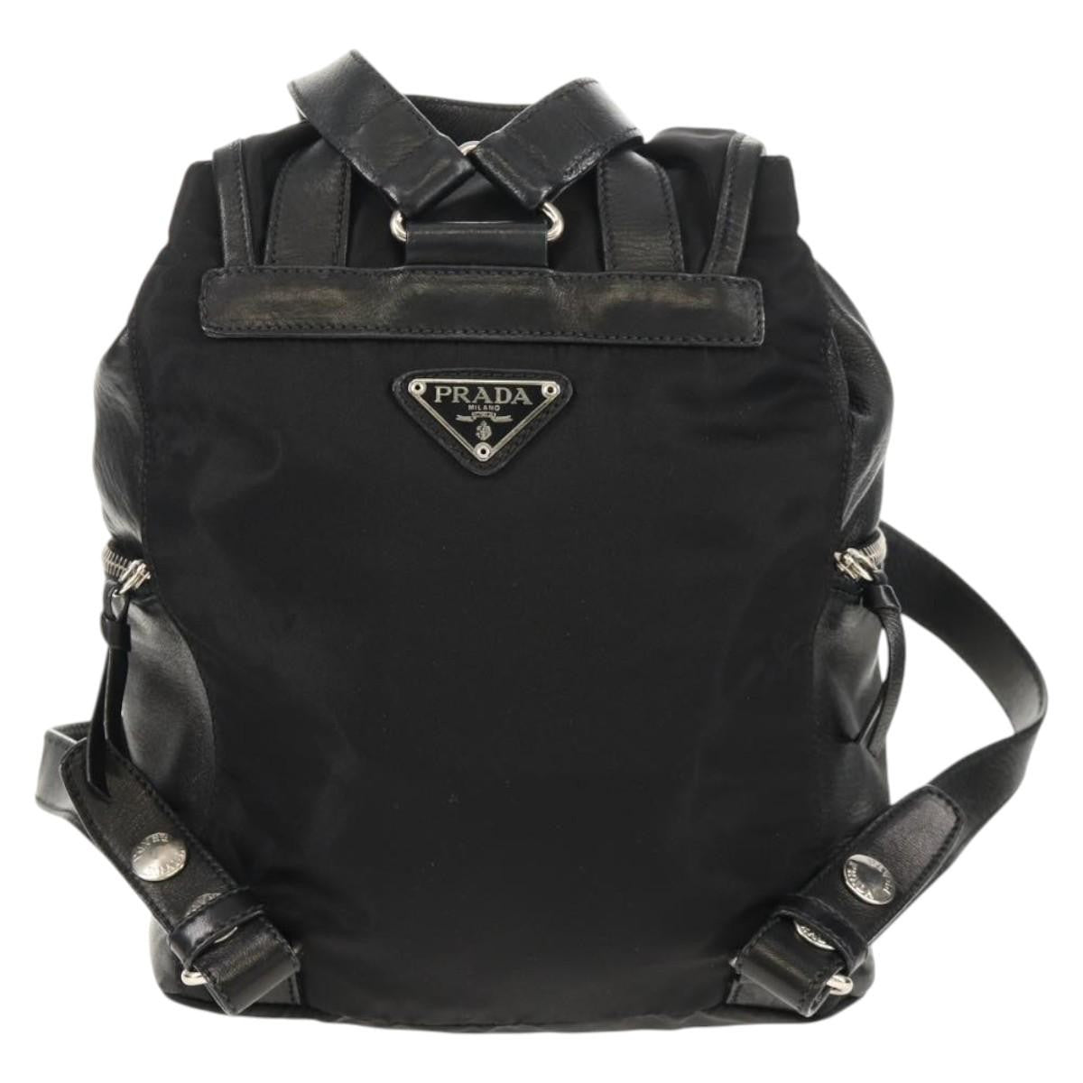 Prada Buckle Backpack Quilted Tessuto, BLACK, NYLON, Backpack