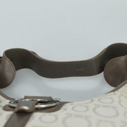 Salvatore Ferragamo Gancini Shoulder Bag Canvas, GRAY, CANVAS, Shoulder bag