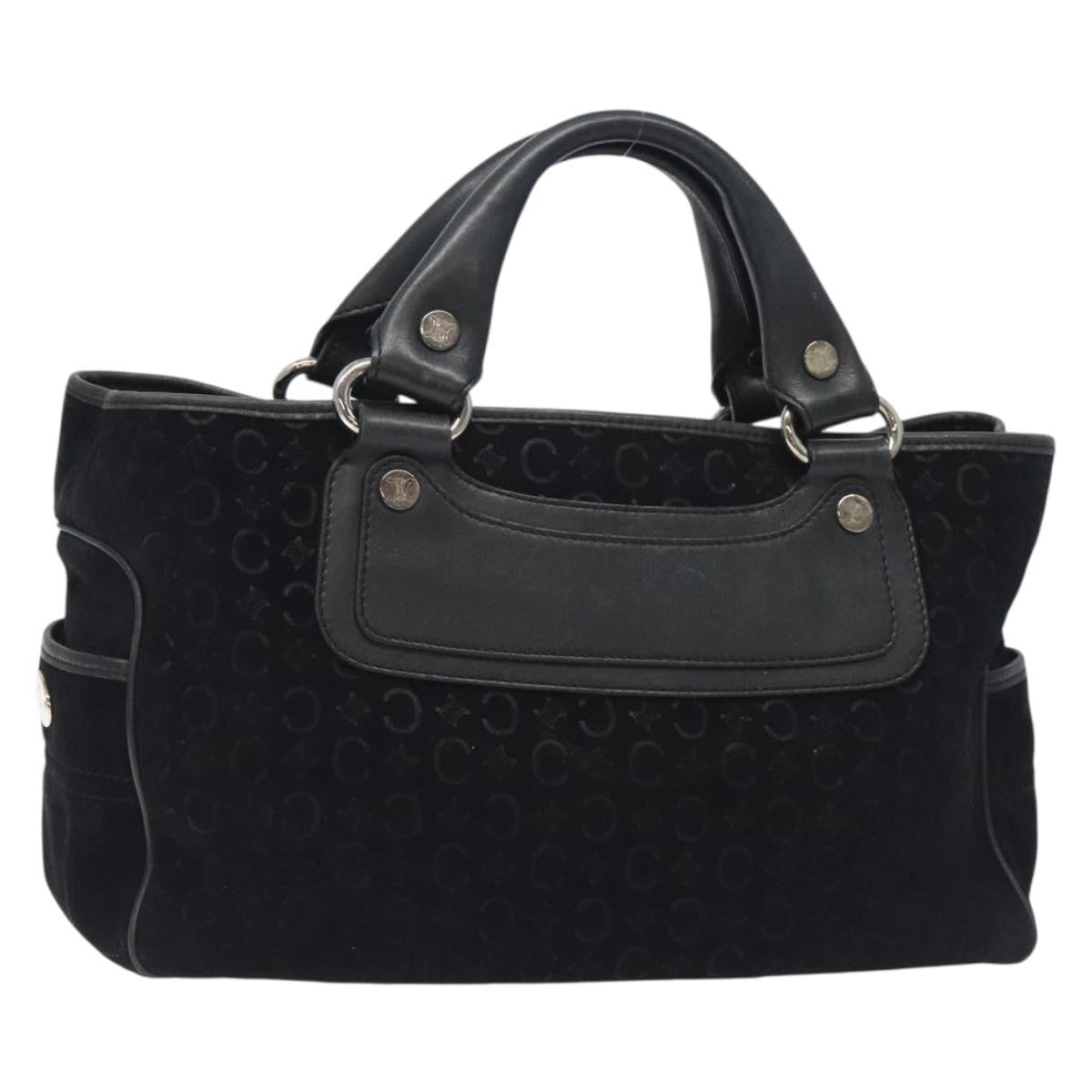Celine Boogie Satchel Macadam, BLACK, CANVAS, Handbag