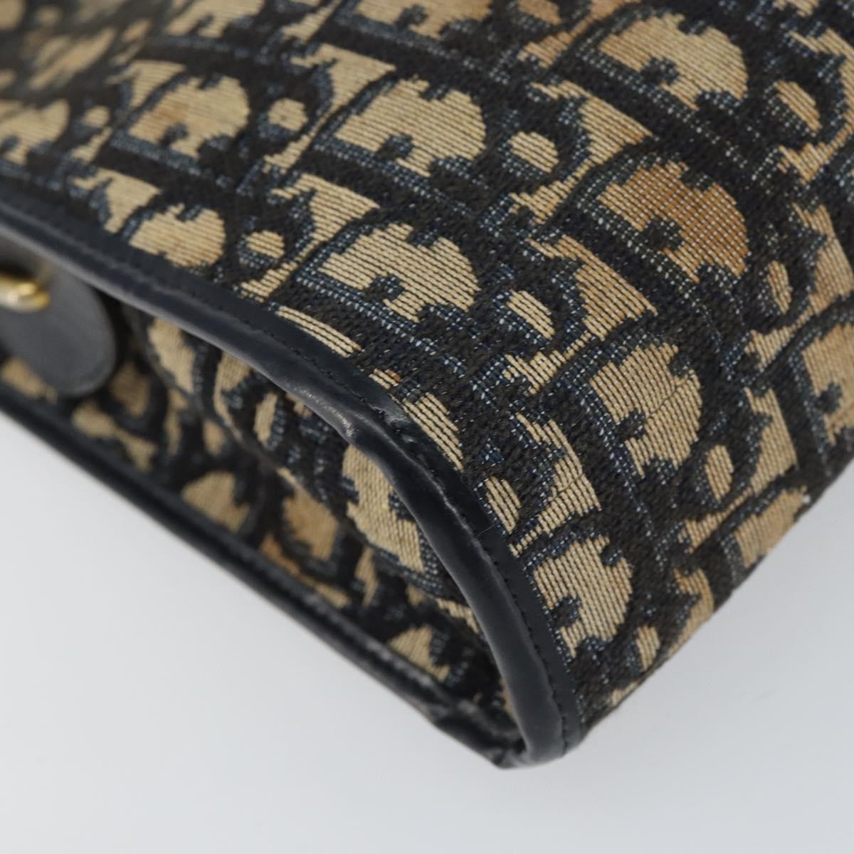Christian Dior Vintage Trotter Shoulder Bag Canvas, NAVY, CANVAS, Shoulder bag