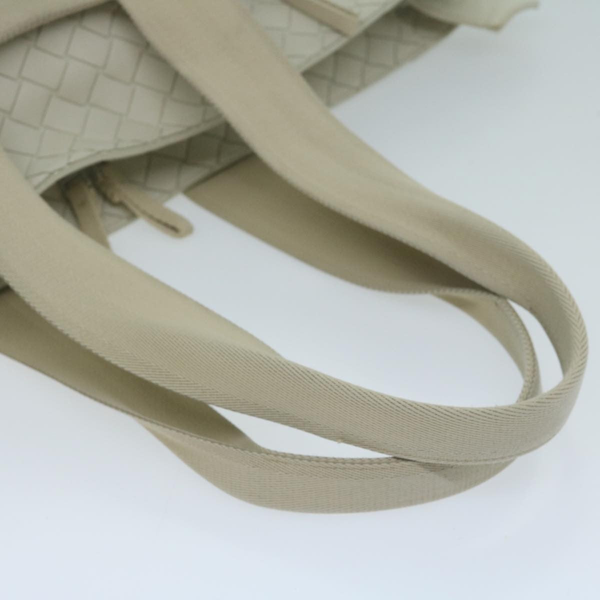 Bottega Veneta Zipped Tote Rubber Intrecciato with Canvas, WHITE, LEATHER, Tote bag