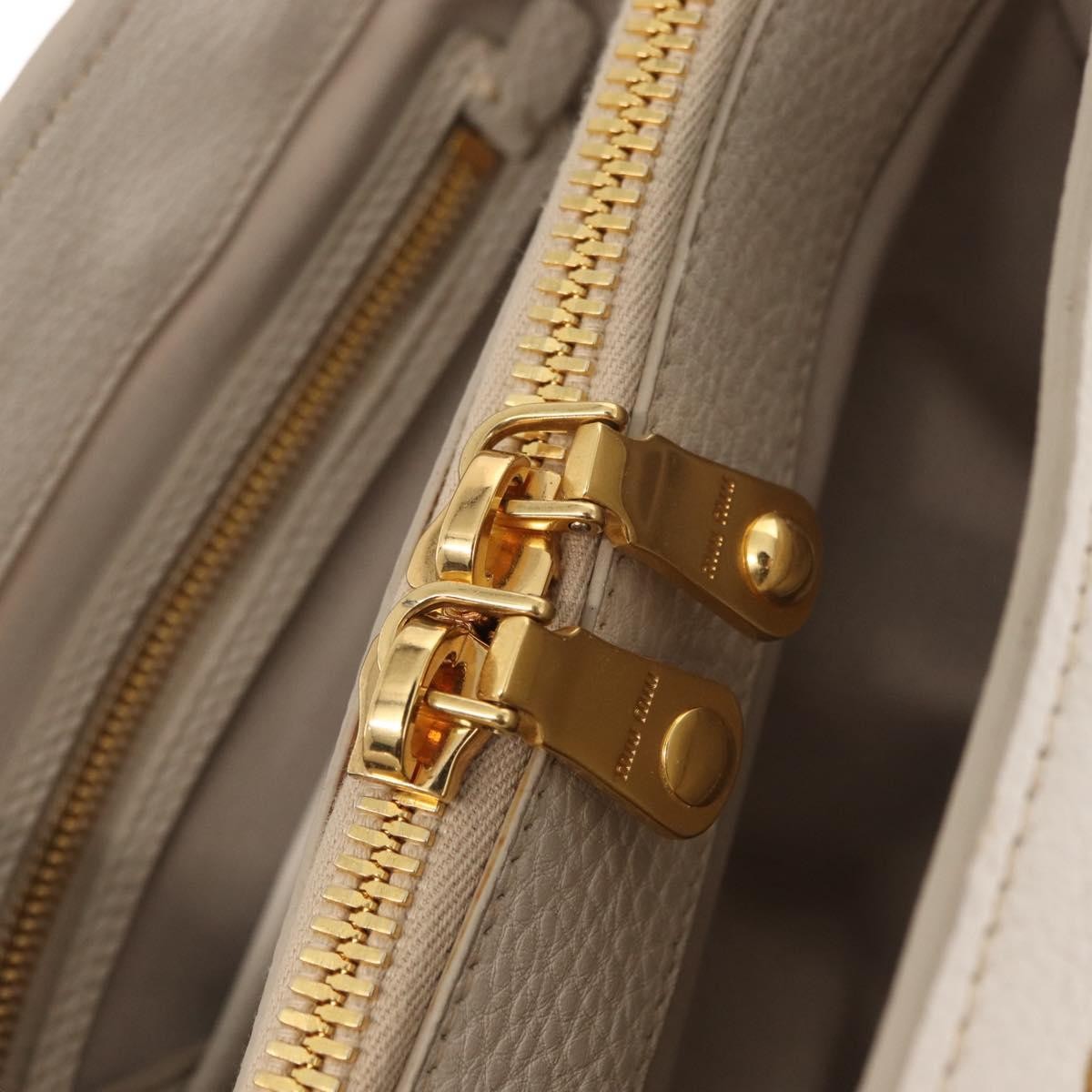 Miu Miu Phenix Convertible Tote Leather, WHITE, LEATHER, Handbag