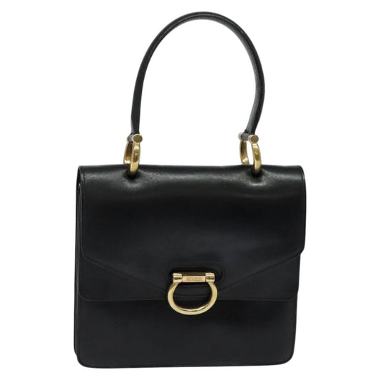 Celine Gancini Handbag Leather, BLACK, LEATHER, Handbag