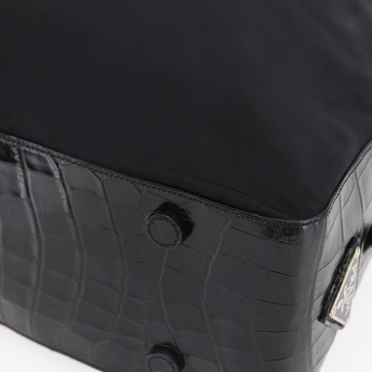 Prada Vintage Shoulder Bag Nylon and Leather, BLACK, NYLON, Shoulder bag