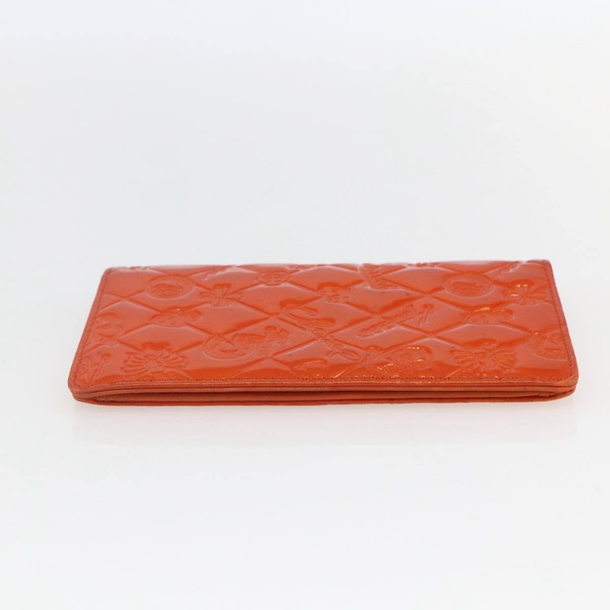 Chanel Lucky Symbols Yen Wallet Embossed Quilted Patent, Orange, Patent Leather, Wallet