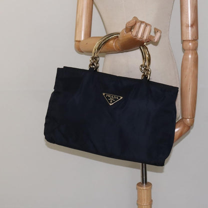 Prada Metal Handles Tote Tessuto, NAVY, NYLON, Tote bag