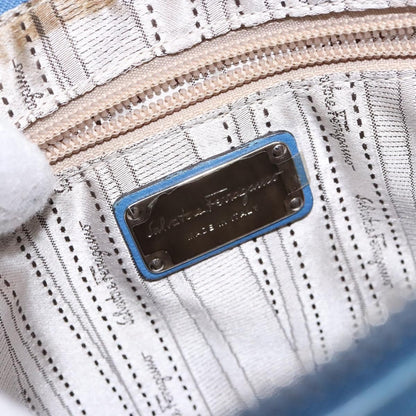 Salvatore Ferragamo Gancini Shoulder Bag Leather, BLUE, LEATHER, Shoulder bag