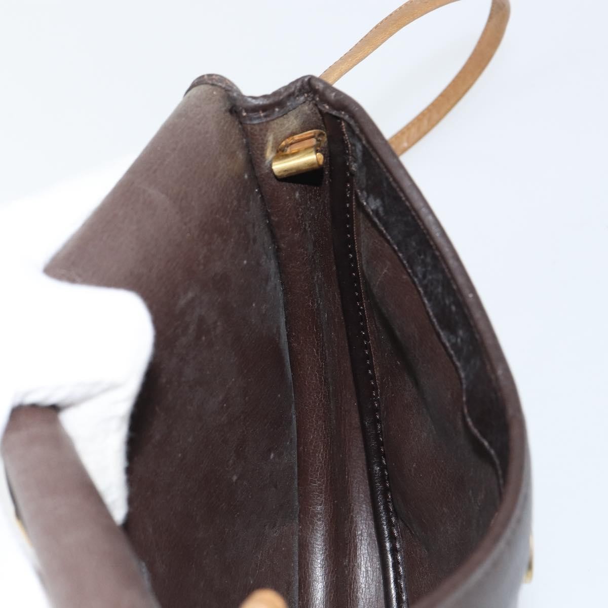 Christian Dior Vintage CD Flap Shoulder Bag Leather, BROWN, LEATHER, Shoulder bag