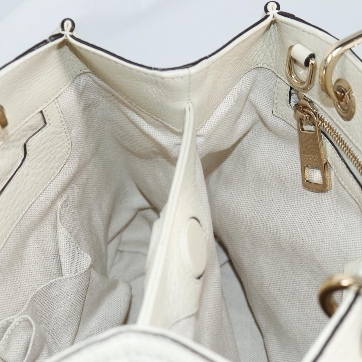 Gucci Bamboo shopper bag Leather, WHITE, LEATHER, Handbag