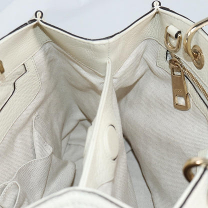 Gucci Bamboo shopper bag Leather, WHITE, LEATHER, Handbag