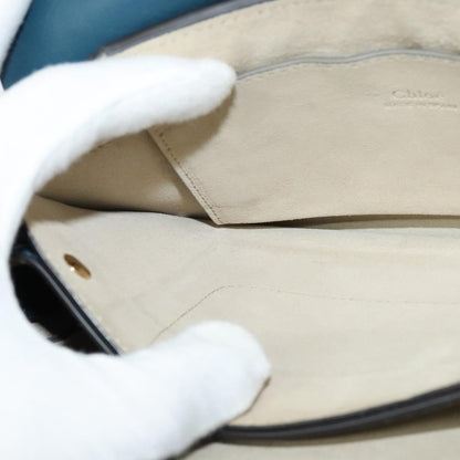 Chloe Faye Shoulder Bag Leather and Suede, TURQUOISE, SUEDE, Shoulder bag