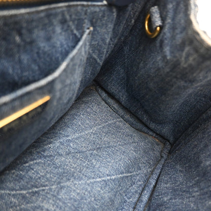 Prada Canapa Open Tote Denim, BLUE, DENIM_JEANS, Tote bag