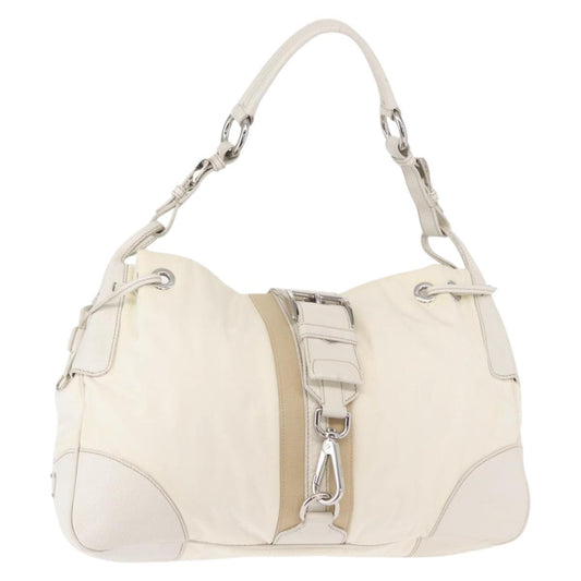Prada Re-Edition 2002 Moon Handle Bag Re-Nylon and Leather, WHITE, NYLON, Shoulder bag
