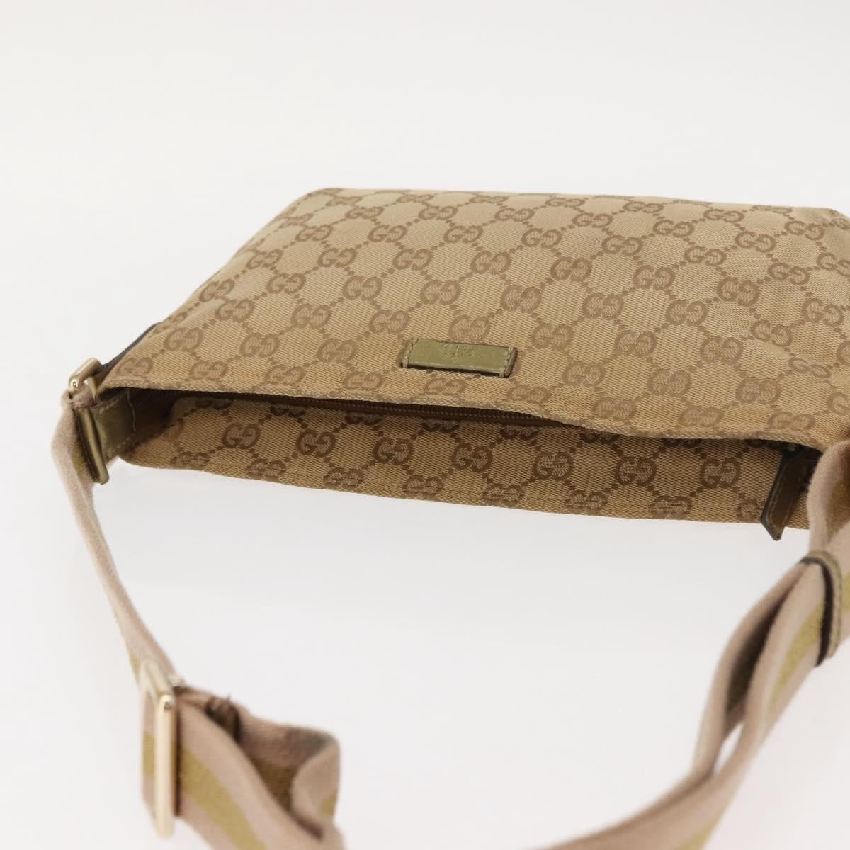 Gucci Web Strap Messenger Bag GG Canvas, BEIGE, CANVAS, Shoulder bag