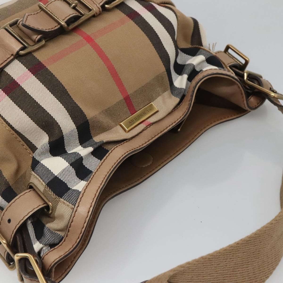 Burberry Parsons Hobo House Check Canvas and Leather, BEIGE, CANVAS, Shoulder bag