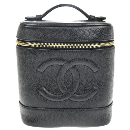 Chanel Vintage Timeless Cosmetic Case Caviar, Black, Leather, Handbag