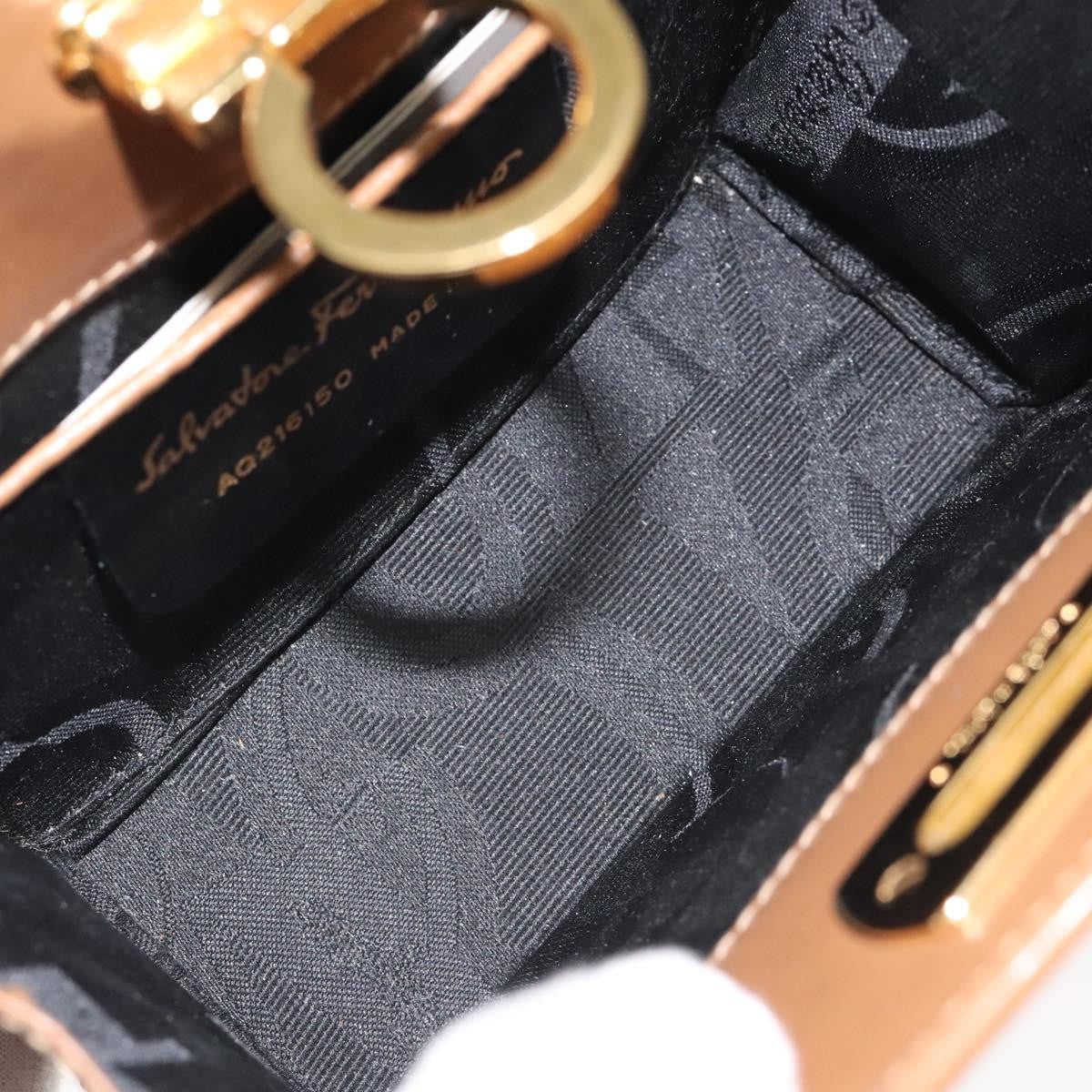 Salvatore Ferragamo Vintage Gancini Chain Shoulder Bag Leather, BROWN, LEATHER, Shoulder bag