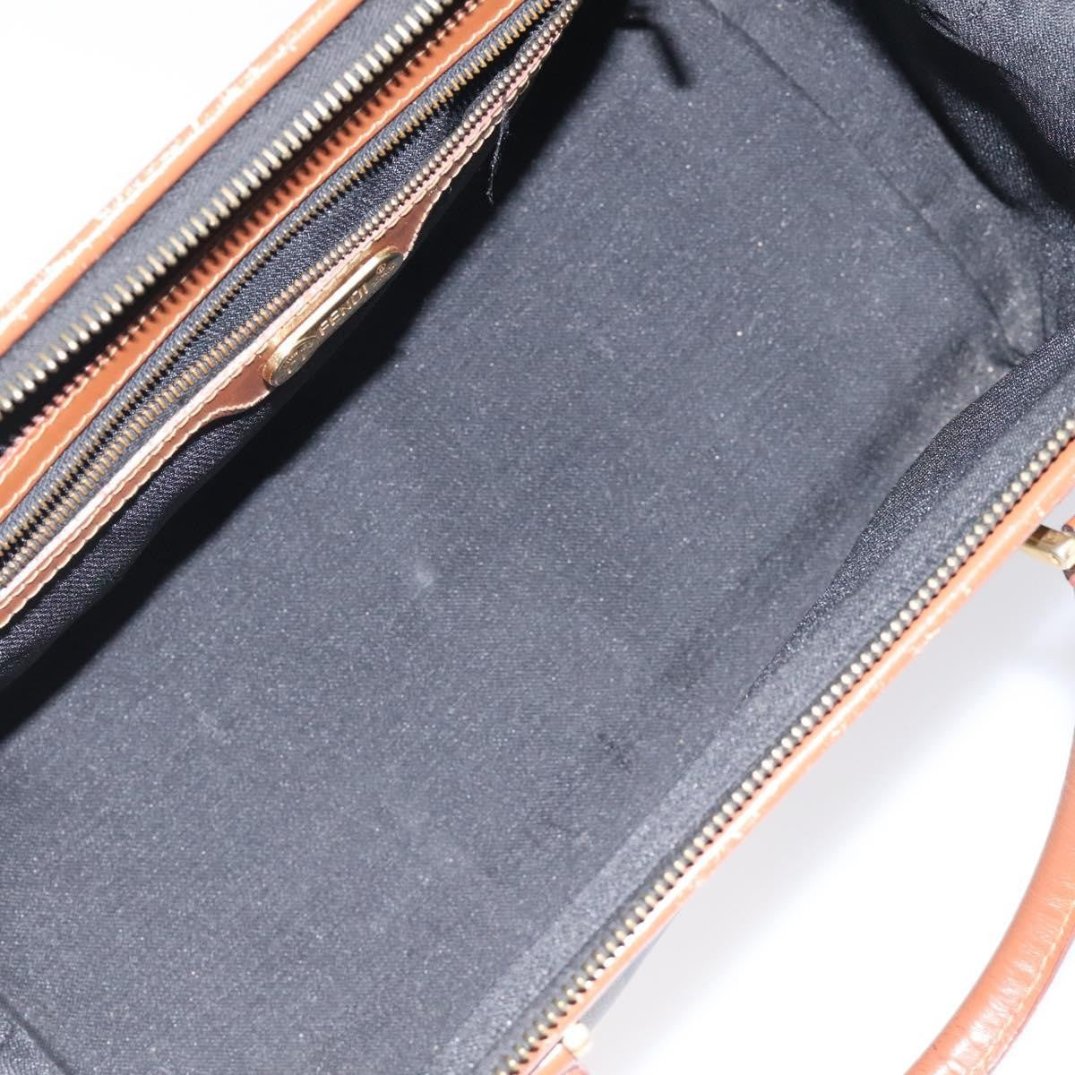 Fendi Vintage Pequin Boston Bag Coated Canvas, BROWN, CANVAS, Handbag