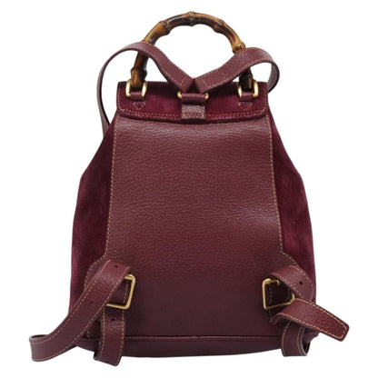 Gucci Vintage Bamboo Backpack Suede, PURPLE, SUEDE, Backpack