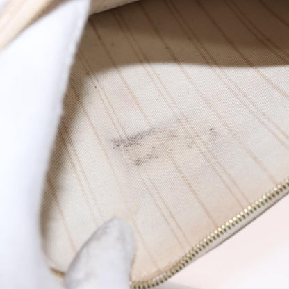 Louis Vuitton Neverfull Pochette Damier, WHITE, CANVAS, Clutche & pouche