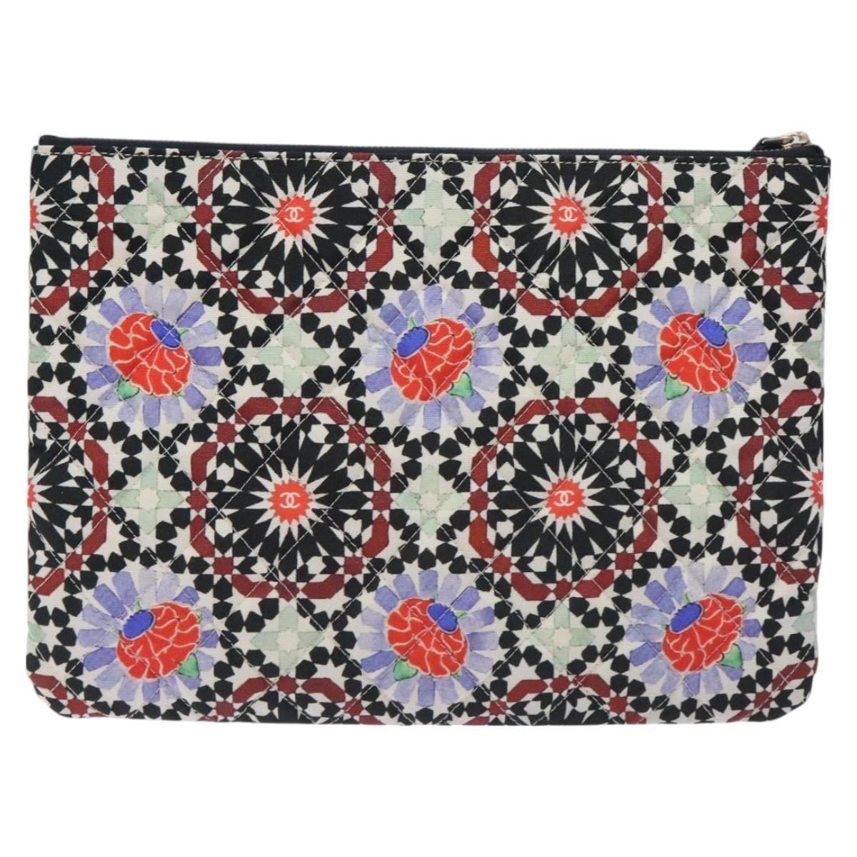 Chanel Dubai O Case Clutch Quilted Printed Nylon, BLACK, NYLON, Clutche & pouche