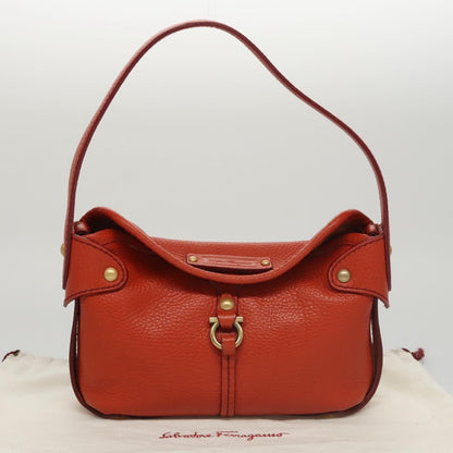 Salvatore Ferragamo Gancini handbag Leather, ORANGE, LEATHER, Handbag