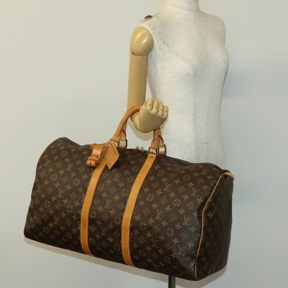 Louis Vuitton Keepall Bag Monogram Canvas, BROWN, CANVAS, Travel bag
