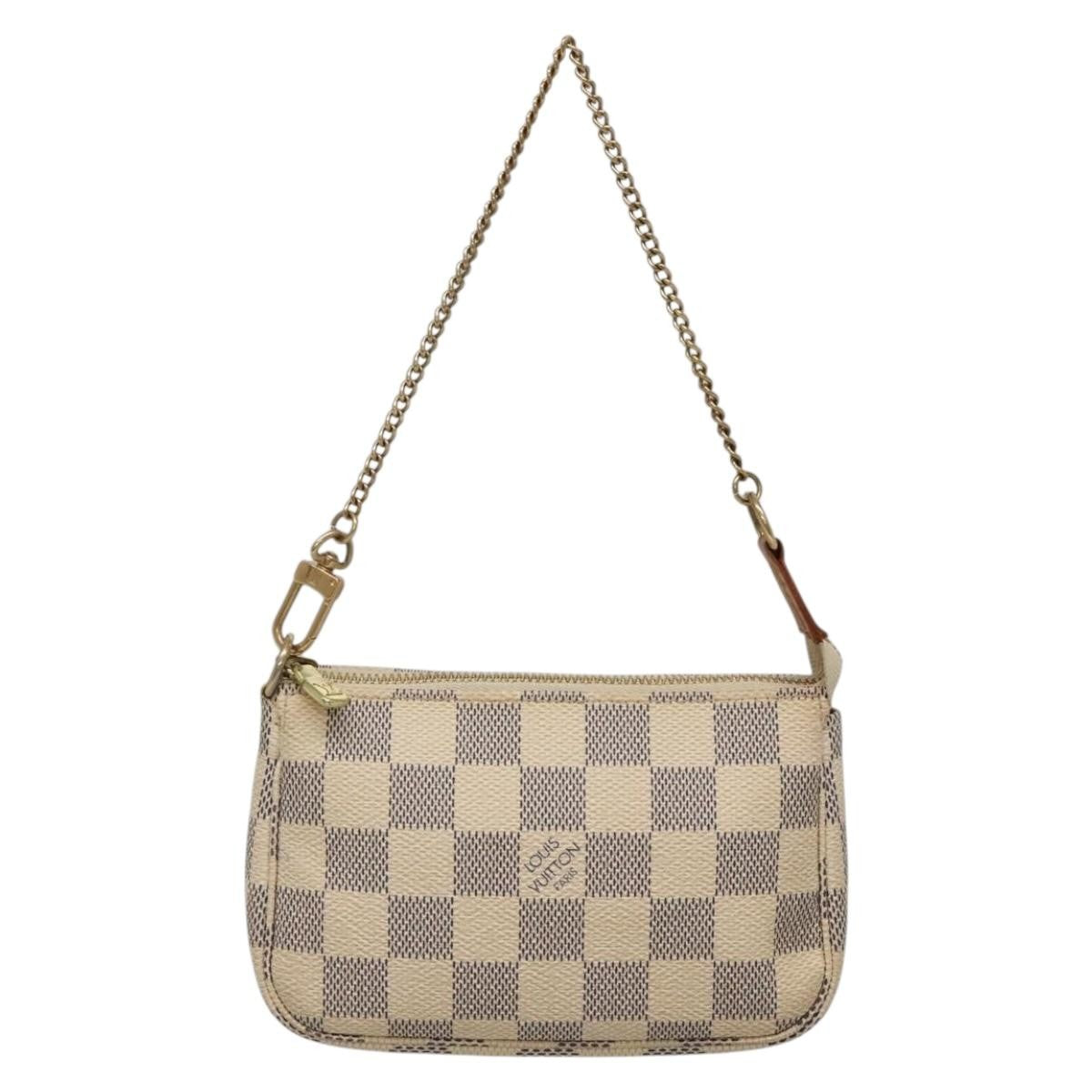 Louis Vuitton Pochette Accessoires Damier, WHITE, CANVAS, Clutche & pouche