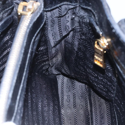 Prada Convertible Top Handle Tote Tessuto with Vernice Saffiano Leather, BLACK, NYLON, Handbag