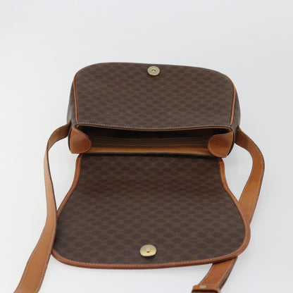 Celine Vintage Macadam Shoulder Bag Canvas and Leather, Brown, Canvas, Shoulder Bag