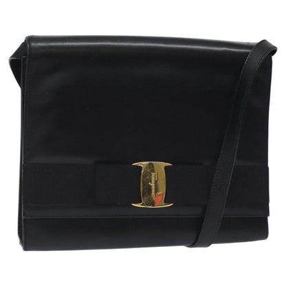 Salvatore Ferragamo Vara shoulder Bag Leather, Black, Leather, Shoulder Bag