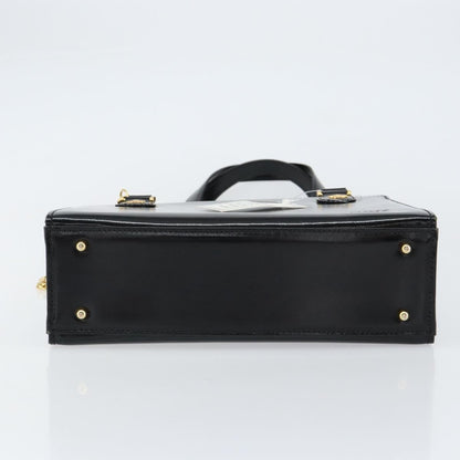 Versace Vintage Shoulder Bag Leather, BLACK, LEATHER, Tote bag