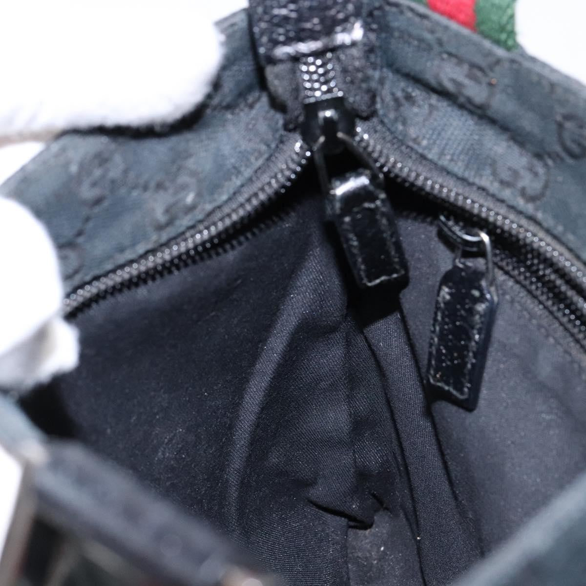 Gucci Web Strap Zip Messenger Bag GG Canvas, BLACK, CANVAS, Shoulder bag