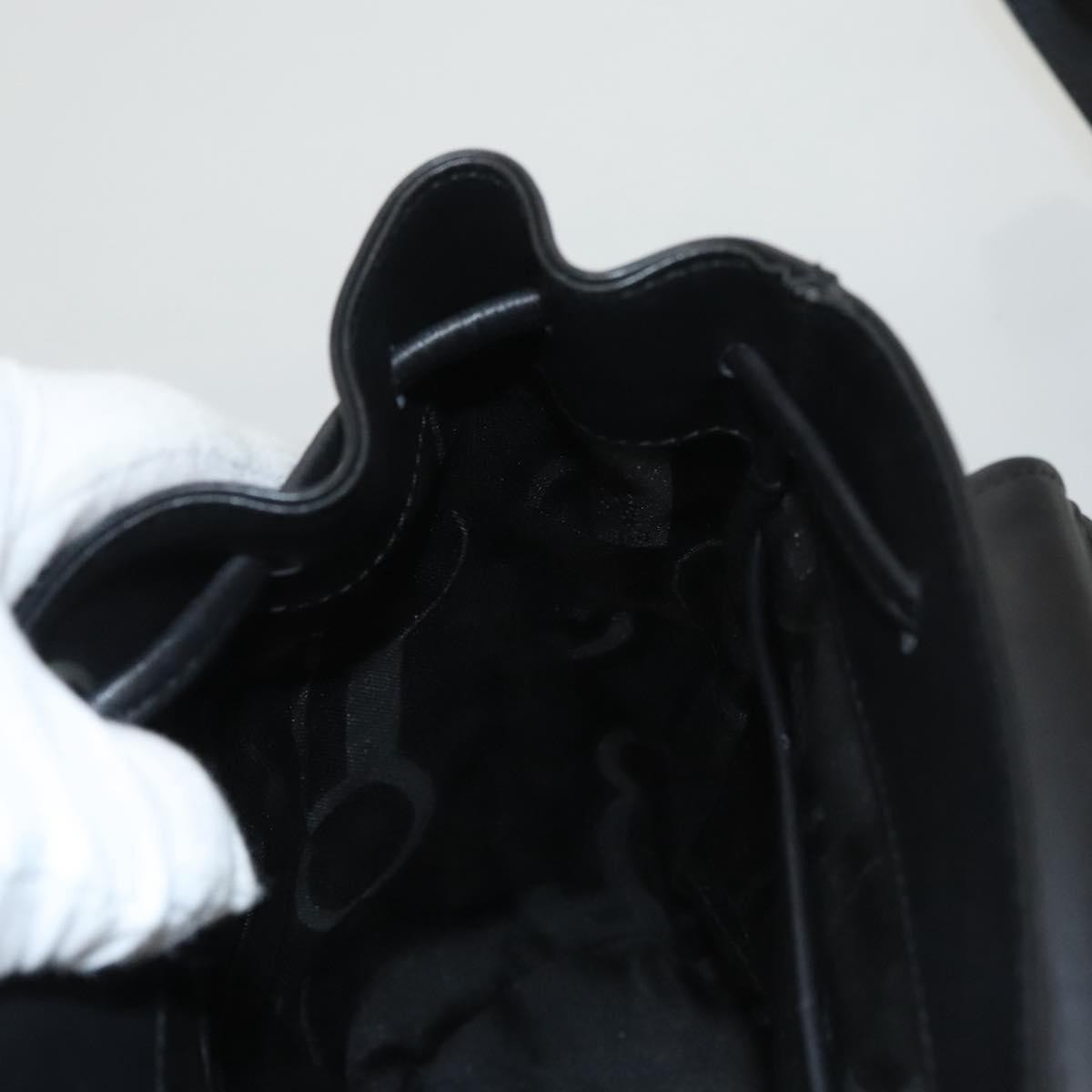 Salvatore Ferragamo Gancini Flap Drawstring Backpack Leather, BLACK, LEATHER, Backpack