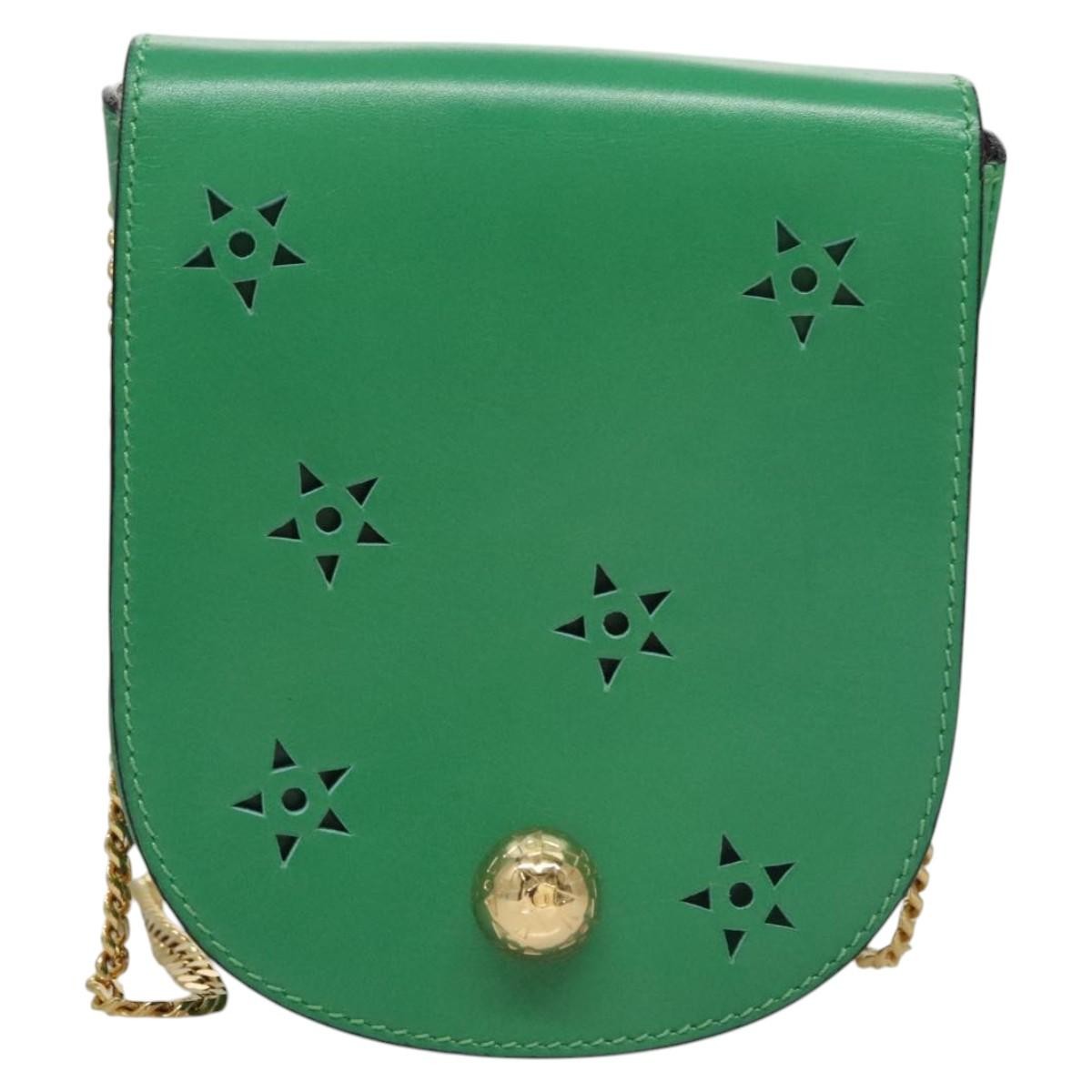 Celine Shoulder Bag Leather, GREEN, LEATHER, Shoulder bag