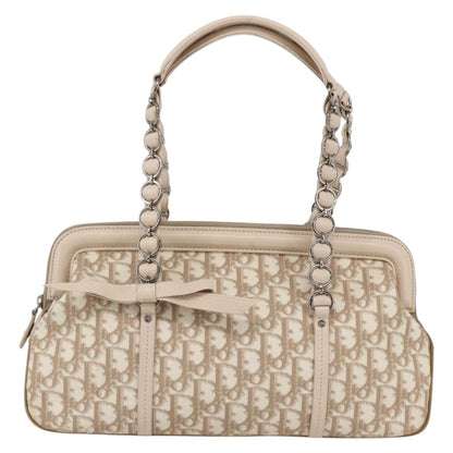 Christian Dior Vintage Trotter Romantique Zip Satchel Diorissimo Coated Canvas, BEIGE, CANVAS, Tote bag