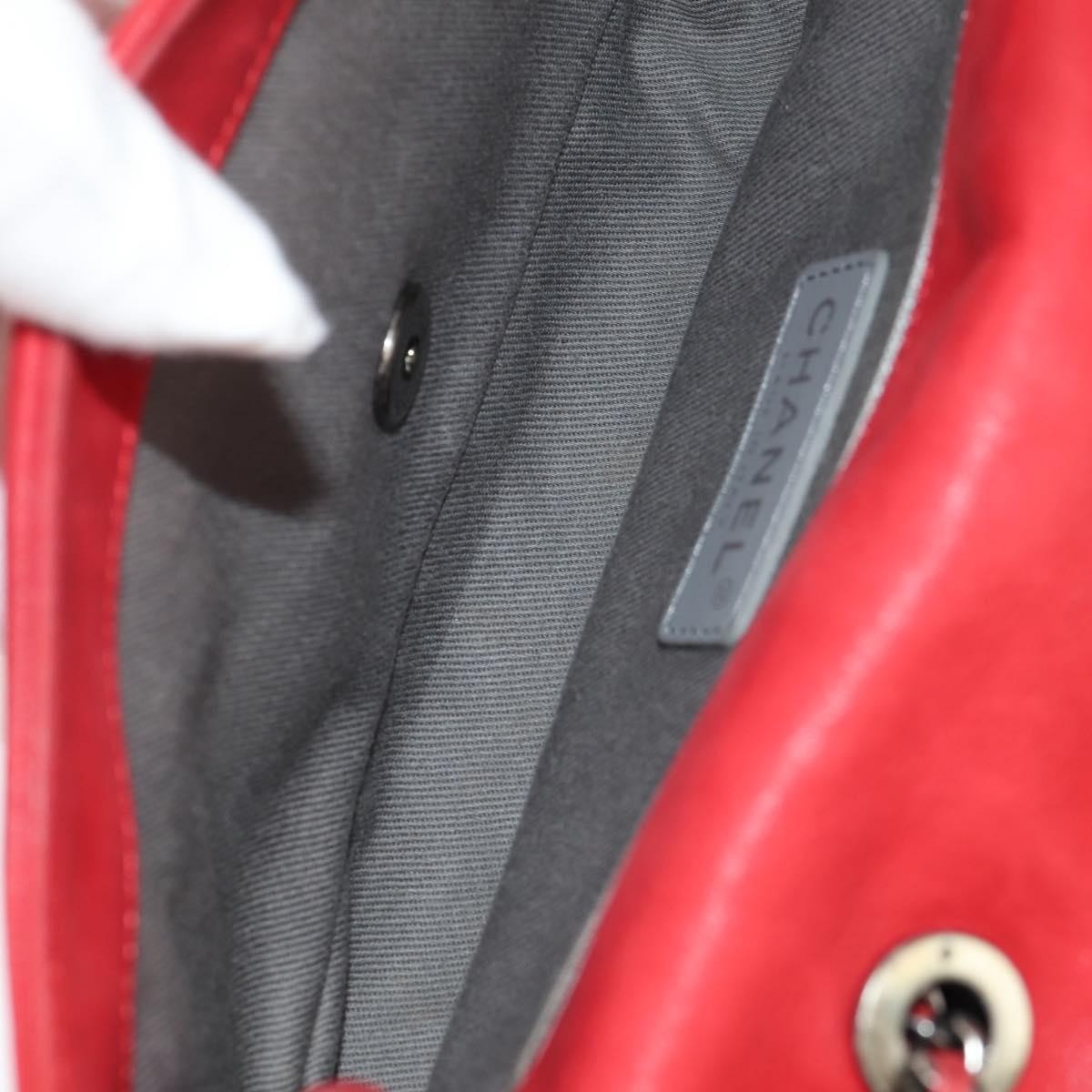 Chanel Diamond Stitch Chain Flap Bag Quilted Iridescent Calfskin, RED, LEATHER, Shoulder bag