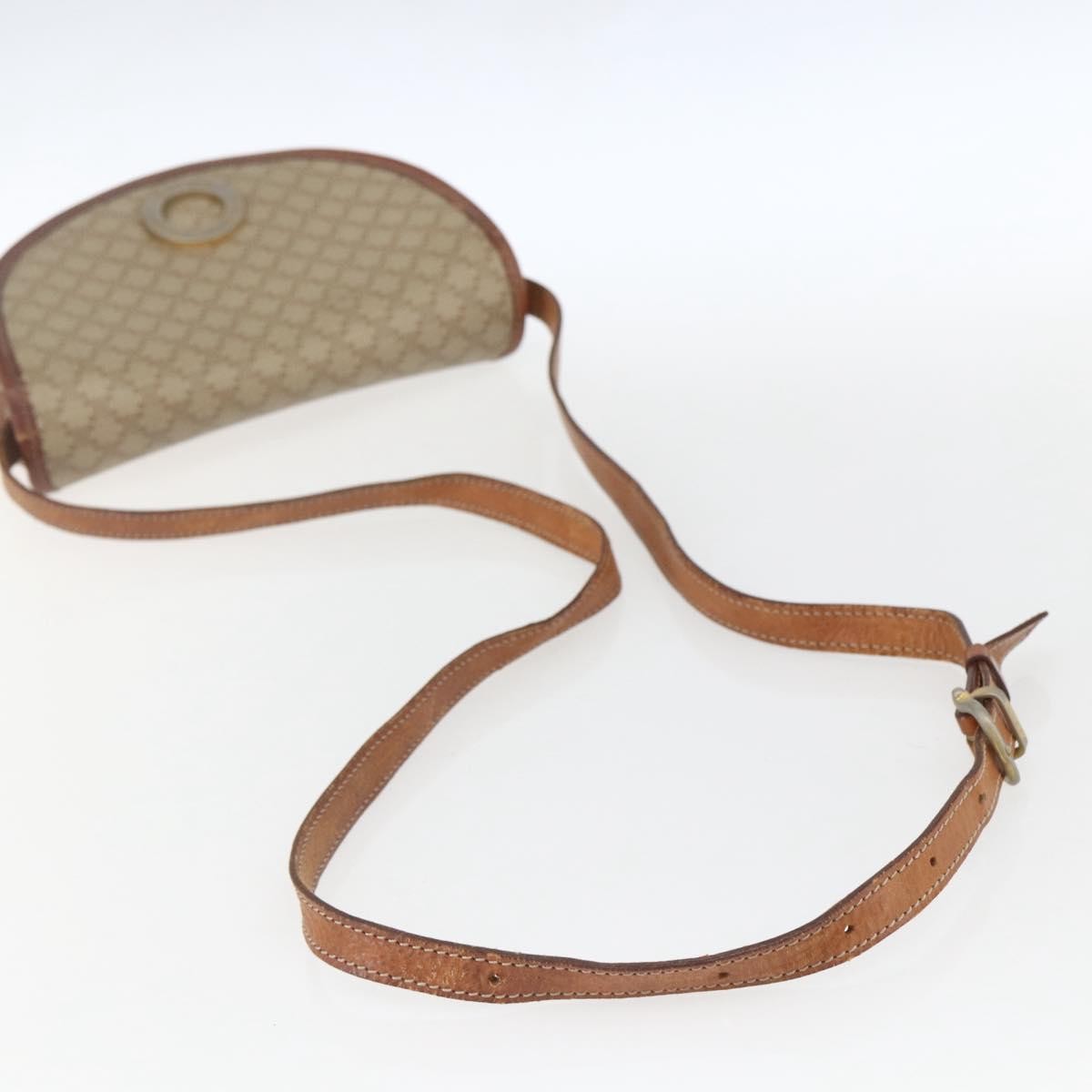 Celine Vintage Macadam Circle Logo Shoulder Bag Canvas and Leather, BEIGE, CANVAS, Shoulder bag