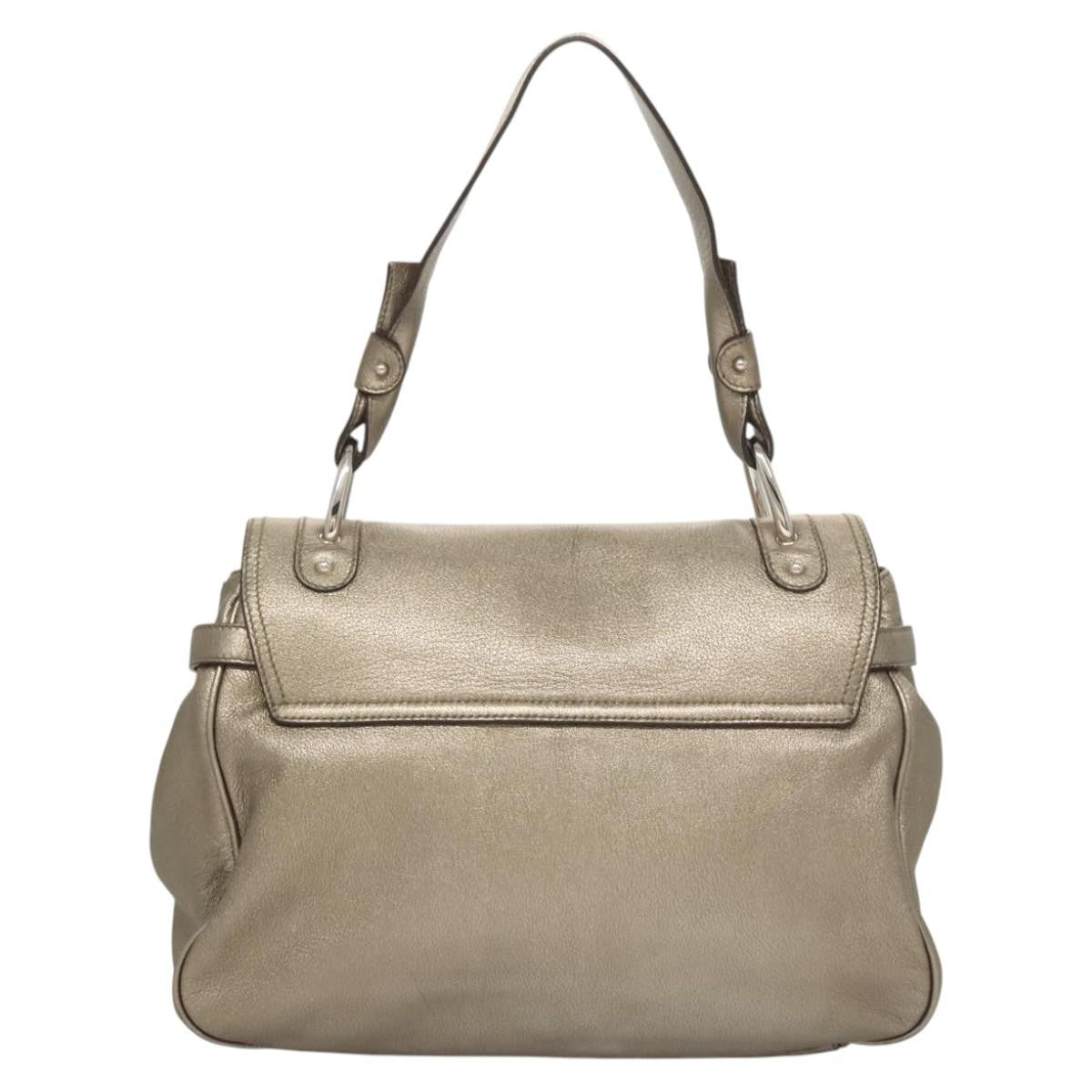 Salvatore Ferragamo Gancini Shoulder Bag Leather, GOLD, LEATHER, Shoulder bag