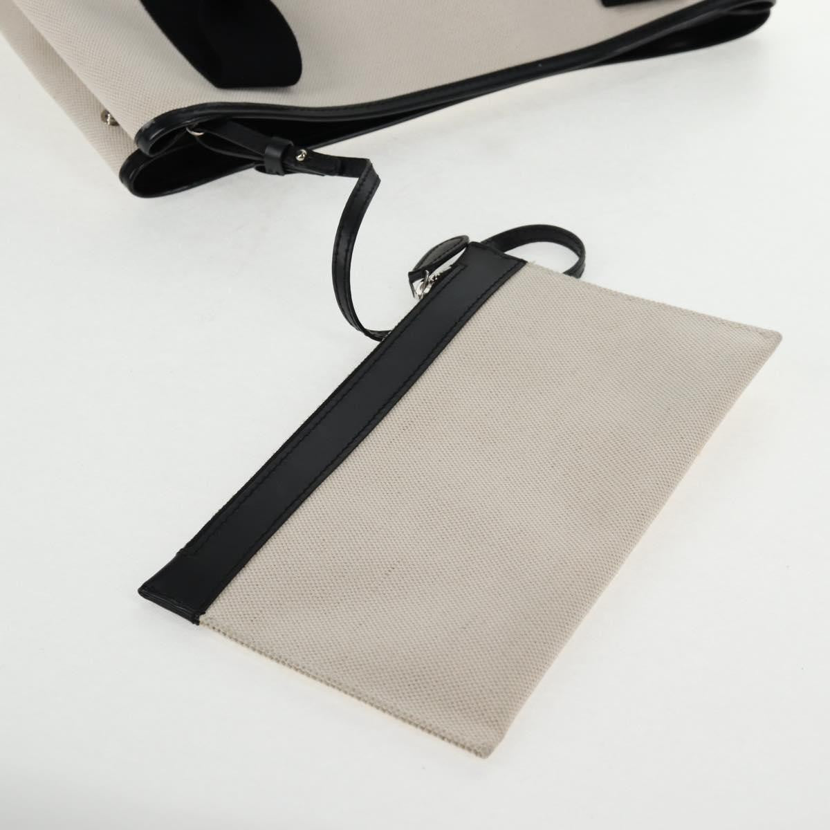 Balenciaga Navy Cabas Canvas with Leather, WHITE, CANVAS, Tote bag